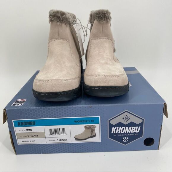 Khombu Women's Cream Ankle Boots size 10 New in Box - Picture 3 of 6
